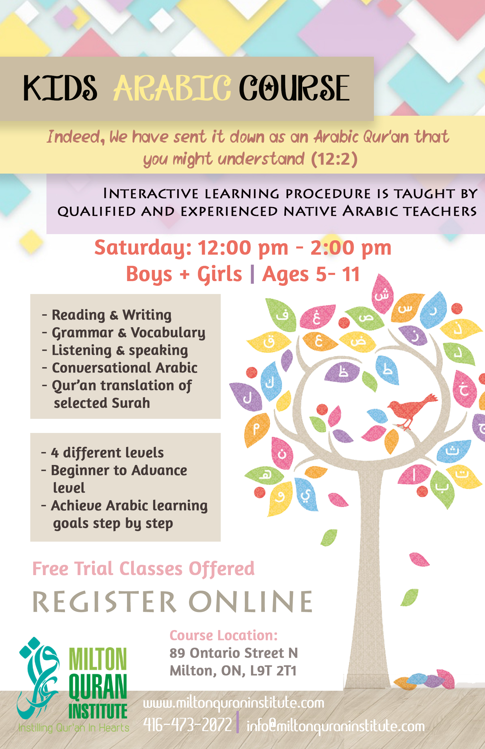 Arabic Course 2018 Milton Quran Institute